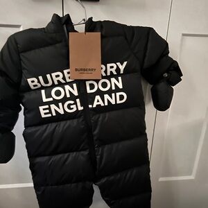Burberry Black Puffer Suit with White Lettering